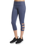 Cutout-Side Capri Pants, Heathered Denim