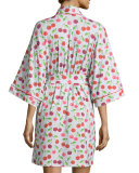 Sweet Cherry Printed Kimono Short Robe