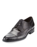 Leather Cap-Toe Derby Shoe, Black