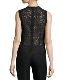 Richelle Leather Lace-Back Floral-Appliqué Top