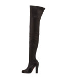 Verusch Leather 100mm Over-the-Knee Red Sole Boot, Black