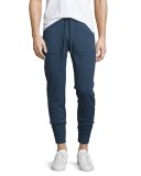 Marled Cotton Jogger Pants, Navy