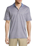 Charlie Striped Short-Sleeve Knit Polo Shirt, Navy