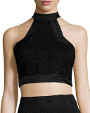 Janek Lace High-Neck Crop Top