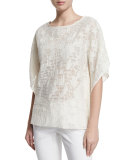 Short-Sleeve Shadow Floral Caftan 