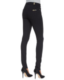 High-Waist Doubleknit Skinny Jeans, Black 