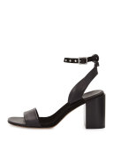 Gia Leather Chunky-Heel Sandal, Black