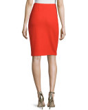 Textural Twill Pencil Skirt, Geranium