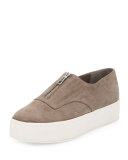 Warner Zip-Front Platform Sneaker, Limestone