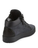 Men's Felt & Leather Mid-Top Sneaker, Charcoal