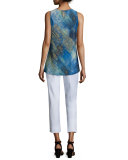 Tyson Sleeveless Printed Blouse, Ink/Multi