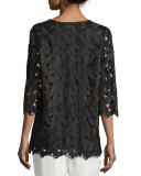 Half-Sleeve Leaf-Cut Tunic Top