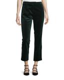 Velvet Cropped Pants, Spruce Green 