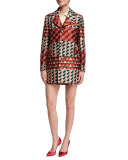 Geometric-Print Jacquard Skirt, Pink