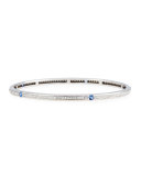 18K White Gold Pavé Diamond Bangle with Blue Sapphires