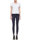 Edita Leather Pull-On Leggings, Black Amethyst