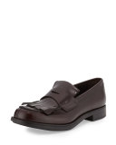 Kiltie Leather Penny Loafer W/Fringe, Brown