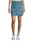 Santa Cruz Snap-Front Denim Miniskirt, Capitol