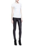 Stretch-Leather Motorcycle Leggings