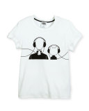 Karl & Choupette w/ Headphones Jersey Tee, White, Size 12-16