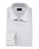 Contemporary-Fit Large Box-Check Dress Shirt, White