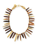 Nyasi Horn Collar Necklace, Brone