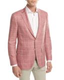Windowpane Check Two-Button Sport Coat, Pink/Beige