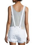 Strappy-Back Raw-Edge Shortall, Optic White