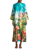 Birds of Paradise Zip-Front Caftan, Freshwater