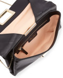 Ines Leather Small Pochette Bag, Black