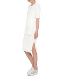 Side-Slit Pencil Midi Skirt, Cream
