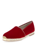 Velvet Slip-On Espadrille, Burgundy