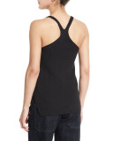 Ribbed Cotton Racerback Tank, Black