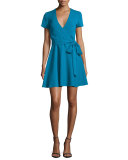 Adrianna Short-Sleeve Mock-Wrap Dress