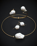 14k Gold Pearl & Diamonds Earrings