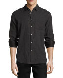 Beach Mini-Houndstooth Shirt, Charcoal