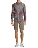 Zack Plaid Long-Sleeve Sport Shirt, Pomegranate Multi