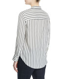 Button-Front Striped Shirt, Onyx