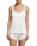 Sandra Lounge Tank W/Lace Trim, Off White 