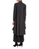 High-Low Button-Front Blouse, Black