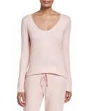 Organic Long-Sleeve Lounge Top, Boudoir/Pink Puff