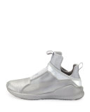 Fierce Lizard-Embossed High-Top Sneaker, Silver