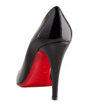Decollette Patent Red Sole Pump, Black