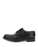 Rockstud Studded Lace-Up Derby Shoe, Black
