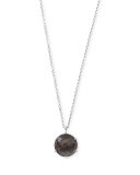 925 Rock Candy Large Round Black Shell Pendant Necklace