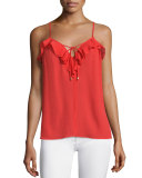 Nete Ruffle-Trim Sleeveless Top, Cherry