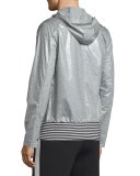 Coated Zip-Up Hooded Wind-Blocking Jacket, Light Gray