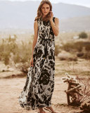 Floral Pleated Sleeveless Maxi Dress, Alabaster/Multi