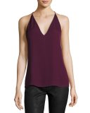 Mirage Sleeveless Strappy Silk Tank, Fig