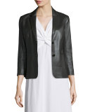 Noblan Leather Blazer, Black
